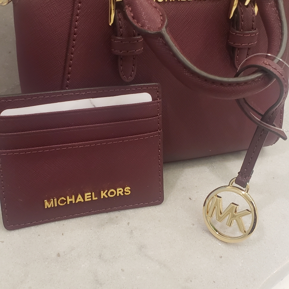 Michael Kors Merlot Leather Card Case